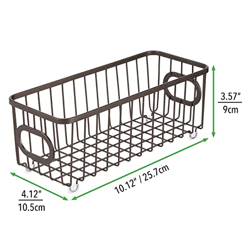 mDesign Metal Basket Bin for Bathroom Storage - Small Farmhouse Wire Organizer Basket - Wire Storage Bin for Counter, Toilet Tank, Under Sink, and Shelf - Unity Collection - 4 Pack - Bronze