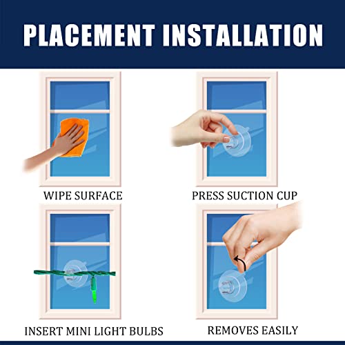 Christmas Light Suction Cups [Set of 60] Mini Strong Suction Cup Wire Holder, Small Clear Rope Light Caddy Window Glass Suction Cup Clips