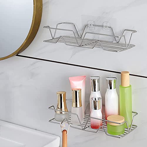 HIGHMON Shower Caddy Basket Bathroom Shelf,No Drilling Traceless Adhesive SUS304 Stainless Steel Kitchen Shelf Organizer With Soap Holder,Rustproof Wall Corner Suction Cup Storage Basket Christmas Gift