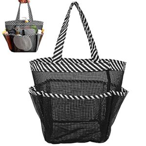 reofrey mesh shower caddy, hanging portable shower caddy organizer tote, with 8 mesh storage pockets, for college dorm, travel, gym, camping(black)
