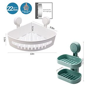 TAILI Bathroom & Kitchen Suction Cup Storage Basket Set Pack of 2 Wall Mounted Organizer for Shampoo, Soap, Conditioner, Shower Caddy Drill-Free with Vacuum Suction Cup for Kitchen & Bathroom