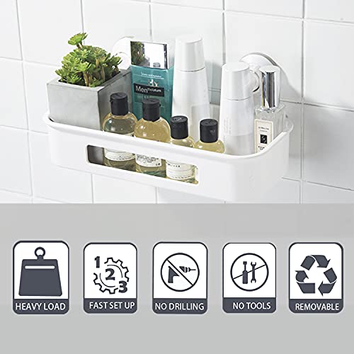 La Saveur Shower Caddy Suction Cup Shower Shelf, No Drilling Wall Mounted Shower Shelf, Removable Heavy Loading Bathtub Corner Shelf, Sponge Razor Soap Dish Holder Kitchen Bathroom Organizer