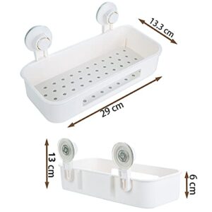 La Saveur Shower Caddy Suction Cup Shower Shelf, No Drilling Wall Mounted Shower Shelf, Removable Heavy Loading Bathtub Corner Shelf, Sponge Razor Soap Dish Holder Kitchen Bathroom Organizer