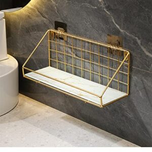 Shower Bathroom Caddy Gold Rust Proof No Drill Bottle Holder Adhesive Basket Organizer Wall Mount for College Gold white