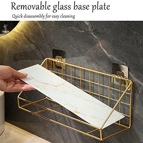 Shower Bathroom Caddy Gold Rust Proof No Drill Bottle Holder Adhesive Basket Organizer Wall Mount for College Gold white