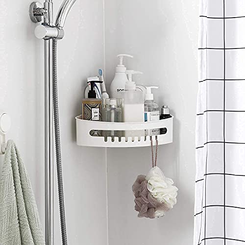 LEVERLOC Corner Shower Caddy Suction Cup NO-Drilling Soap Dish Suction Cup Removable Bathroom Shower Shelf Heavy Duty Caddy Organizer for Bathroom & Kitchen