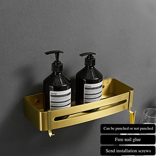 ZSFBIAO Corner Triangle Shower Storage Basket Shelves Wall-Free Punching Rack Bathroom Accessories Aluminum Brushed Wall Floating Shelves (Color : A)