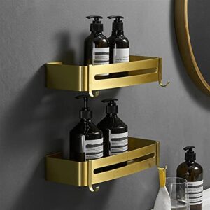 ZSFBIAO Corner Triangle Shower Storage Basket Shelves Wall-Free Punching Rack Bathroom Accessories Aluminum Brushed Wall Floating Shelves (Color : A)