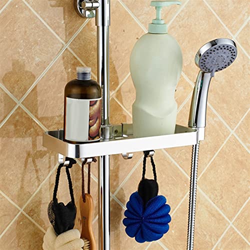 ZSFBIAO Bathroom Shampoo Storage Tray Lifting Rod No Drilling Rectangle Shower Shelf Kitchen Storage Rack Mess Shower Organizer Wall Floating Shelves (Color : A)