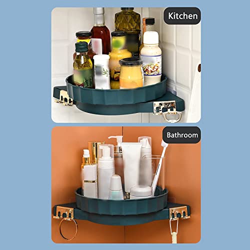 Creamoon 1 PCS Corner Shower Box Shelf,Wall-Mounted Aluminum Glue Shower Shelf,Toilet,Shampoo,Storage Shelf for Bathroom and Kitchen,No Drilling(Green) Y7TK19D047162JS