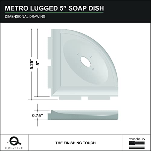 Questech Décor 8 Inch Corner Shower Shelf and 5 Inch Shower Caddy Soap Dish, Metro Lugged Back for New Construction, Mounted Bathroom Shower Organizer, Gray Polished