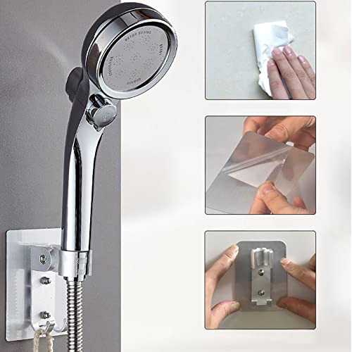 Shower Head Holder, Adjustable Shower Wand Holder, Handheld Shower Head Holder Strong Adhesive Adjustable Shower Wand Holder WallMounted Sprayer Bracket for Bathroom Bathtub (Sliver)