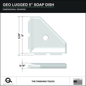 Questech Décor 8 Inch Corner Shower Shelf and 5 Inch Shower Caddy Soap Dish, Geo Lugged Back for New Construction, Wall Mounted Bathroom Shower Organizer, Bright White Matte