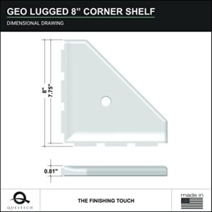 Questech Décor 8 Inch Corner Shower Shelf and 5 Inch Shower Caddy Soap Dish, Geo Lugged Back for New Construction, Wall Mounted Bathroom Shower Organizer, White Polished