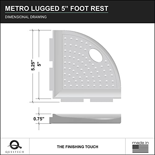 Questech Décor 8 Inch Corner Shower Shelf and 5 Inch Shower Caddy Foot Rest, Metro Lugged Back for New Construction, Mounted Bathroom Shower Organizer, Gray Polished