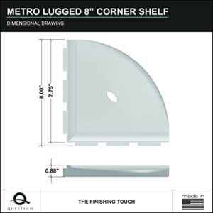 Questech Décor 8 Inch Corner Shower Shelf and 5 Inch Shower Caddy Foot Rest, Metro Lugged Back for New Construction, Mounted Bathroom Shower Organizer, Gray Polished