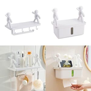 For Creative Human-shaped Storage Rack Wall Organizers Home Shelf with Towel Bar/Tissue Box Shower Caddy Easy Installati shower storage rack