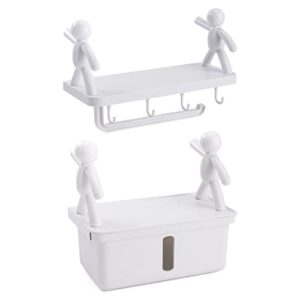 For Creative Human-shaped Storage Rack Wall Organizers Home Shelf with Towel Bar/Tissue Box Shower Caddy Easy Installati shower storage rack