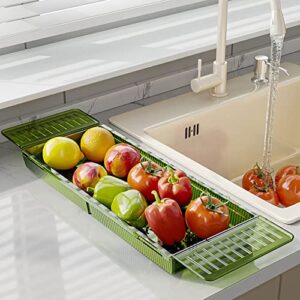 Bathroom Tray Retractable Hollow Draining Organization Holder Accessory for Kitchen Sink Vegetable Fruit Bathroom Tray Organizer