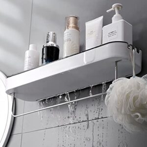 Wall Mount Shower Caddy Basket No Drilling Waterproof Kitchen Bathroom Shelf with Towel Bar Adhesive Shampoo Holder Rack bathroom shelf organizer wall mounted