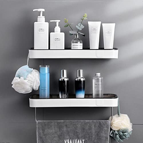 Wall Mount Shower Caddy Basket No Drilling Waterproof Kitchen Bathroom Shelf with Towel Bar Adhesive Shampoo Holder Rack bathroom shelf organizer wall mounted