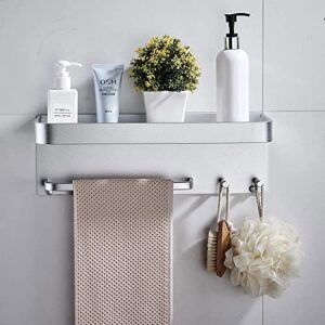 IRDFWH Bathroom Shelves Silver Aluminum Wall Mounted Black Kitchen Towel Rack Cup Holder Storage Racks Shampoo Holder Hardware (Color : Silver.)