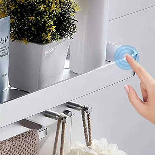 IRDFWH Bathroom Shelves Silver Aluminum Wall Mounted Black Kitchen Towel Rack Cup Holder Storage Racks Shampoo Holder Hardware (Color : Silver.)