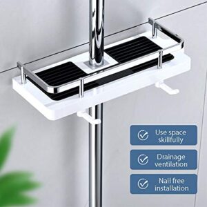 IRDFWH Shower Storage Rack Organizer Bathroom Pole Shelves Shampoo Tray Stand Single Tier No Drilling Lifting Rod Shower Head Holder