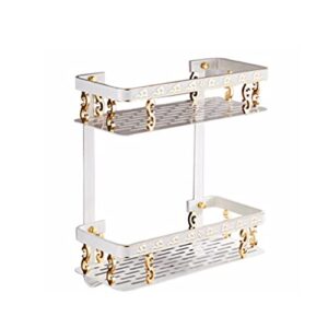 IRDFWH Bathroom Shelf Space Aluminum White Gold Shower Shampoo Soap Cosmetic Shelf Bathroom Accessories Storage Organizer Rack Holder (Color : white-Fruit peach5)