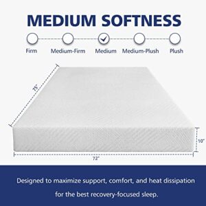 10 Inch RV Mattress Short King - Cool Gel Memory Foam Mattress Comfort Supportive Medium Camper Mattress in a Box with Breathable Cover, Made in USA, CertiPUR-US Certified for RVs, Campers & Trailers