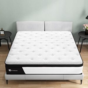 avenco 10 inch full mattress, full hybrid mattress, medium firm mattress full in a box with pocket spring and gel memory foam, breathable fabric, strong edge support, certipur-us, 100 nights trial