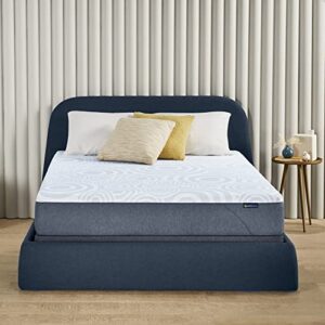 serta perfect sleeper 10 inch queen gel memory foam mattress, medium firm, usa built, 100-night trial, certipur-us certified - nestled night,blue/white
