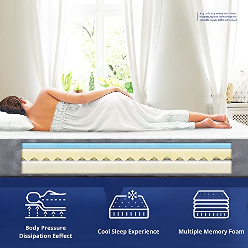 Olee Sleep 6 Inch Ventilated Gel Infused Memory Foam Mattress, CertiPUR-US® Certified, Gray, Twin XL