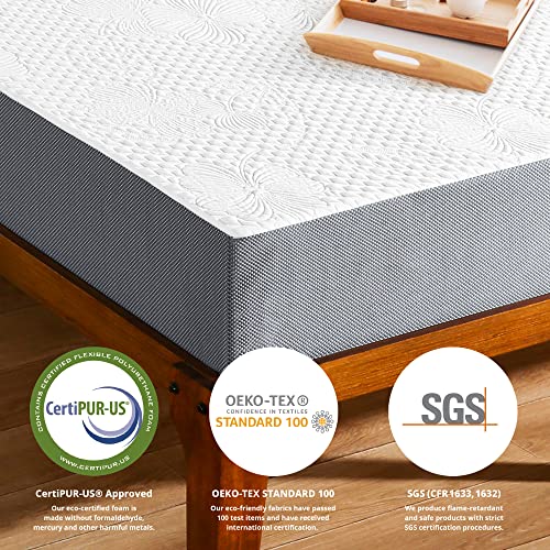 Olee Sleep 6 Inch Ventilated Gel Infused Memory Foam Mattress, CertiPUR-US® Certified, Gray, Twin XL