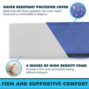 Foamma 4” x 48” x 75” Water Resistant RV Bunk Mattress, Firm High Density Foam, Comfortable and Durable Polyester Cover, Truck, Camper, Travel Trailer, Made in USA!