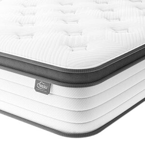 teqsli full mattress, 10 inch memory foam innerspring hybrid mattress in a box