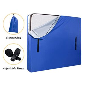 PAMYO King Mattress Bag for Moving, Heavy Duty Waterproof Reusable Storage Bag with Handles & Zipper, Bright Blue