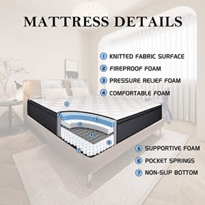 Ladinimo King Mattress, Medium Firm Hybrid Mattress Motion Isolation with Individually Wrapped Pocket Coils Mattresses,King Size Mattresses 80 * 76 * 12 inches