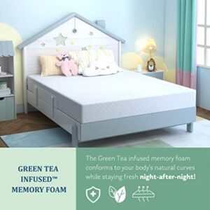 MLILY 6 Inch Twin Mattress for Kids, Cooling Memory Foam Bunk Bed Mattress with Green Tea Gel Infused in a Box Made in USA CertiPUR-US Certified, Medium Firm Trundle Mattress, 38”x75”x6”, White