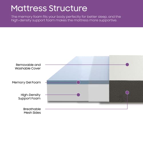 Mayton 3-Inch Portable Tri-Folding Capability Gel Memory Foam Mattress | Breathable Mesh Sides, Ultra Soft, Removable and Washable Cover, Comfortable Support, Cot Pad, Standard Size, 31-Inch, White