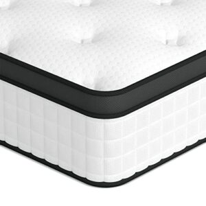 wowttrelax queen mattress 12 inch, hybrid memory foam mattress, pocket innerspring mattress in a box, 9-zone orthopedic double mattress queen size for back pain, pressure relief, medium firm
