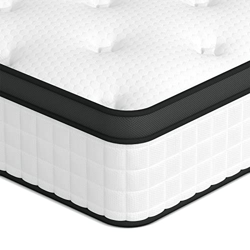 wowttrelax Queen Mattress 12 Inch, Hybrid Memory Foam Mattress, Pocket Innerspring Mattress in a Box, 9-Zone Orthopedic Double Mattress Queen Size for Back Pain, Pressure Relief, Medium Firm