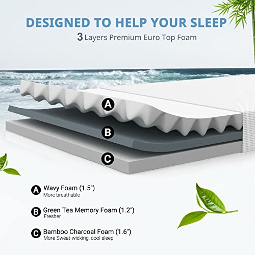 BedStory King Mattress, 14 Inch Gel Memory Foam Hybrid Mattress in a Box, King Size Mattress with Individually Wrapped Pocket Coils for Supportive and Pressure Relief, Made in USA
