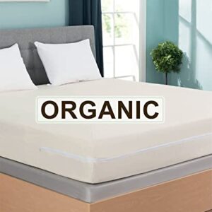 Bargoose AllergyCare Organic Cotton Zippered Mattress Encasement, 100% Organic Cotton, Hypoallergenic, Chemical Free, Blocks Dust Mites & More (9" Deep, Full)