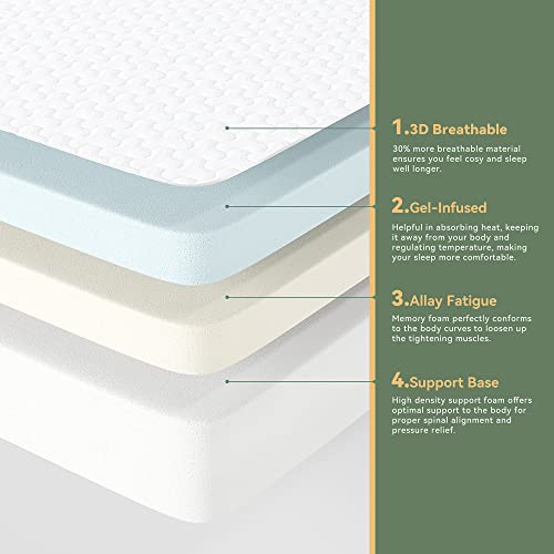 TeQsli 8 Inch Full Mattress, Gel-Infused Memory Foam Mattress in a Box for Kids and Adults, Full Bed Mattress with Breathable Cover for Bunk Bed, Trundle Bed, Medium Firm Feel, CertiPUR-US Certified