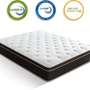 BedStory Queen Mattress in a Box 12 Inch Gel Memory Foam Hybrid Mattress, Individual Pocket Springs Bed for Motion Isolation & Pain Relief, Enhanced Cooling Bamboo Charcoa Infused, Medium Firm