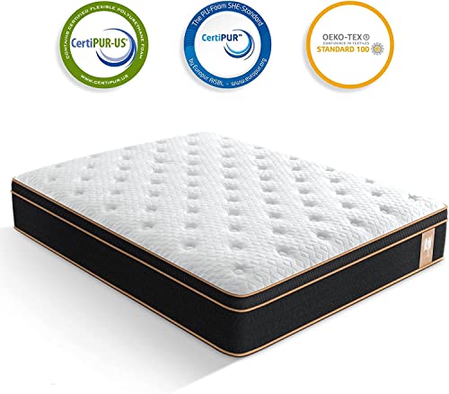 BedStory Queen Mattress in a Box 12 Inch Gel Memory Foam Hybrid Mattress, Individual Pocket Springs Bed for Motion Isolation & Pain Relief, Enhanced Cooling Bamboo Charcoa Infused, Medium Firm