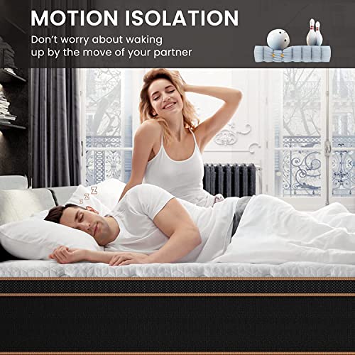 BedStory Queen Mattress in a Box 12 Inch Gel Memory Foam Hybrid Mattress, Individual Pocket Springs Bed for Motion Isolation & Pain Relief, Enhanced Cooling Bamboo Charcoa Infused, Medium Firm