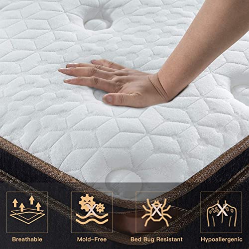 BedStory Queen Mattress in a Box 12 Inch Gel Memory Foam Hybrid Mattress, Individual Pocket Springs Bed for Motion Isolation & Pain Relief, Enhanced Cooling Bamboo Charcoa Infused, Medium Firm