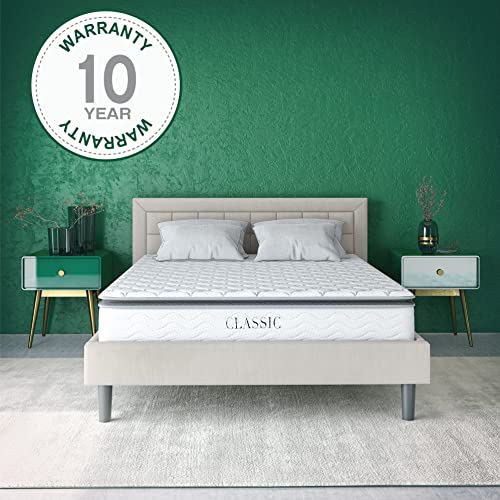 Classic Brands Serena Pillow Top Innerspring 10-Inch Mattress | Bed-in-a-Box California King